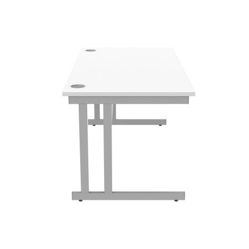 Core Office Rectangular Desk 1800mmX800mm Arctic White With Double Cantilever Silver Frame  Additional Image 2